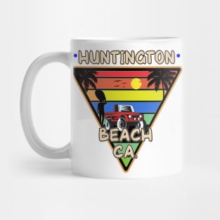 Huntington Beach California 80's Retro Surfing Surf Mug